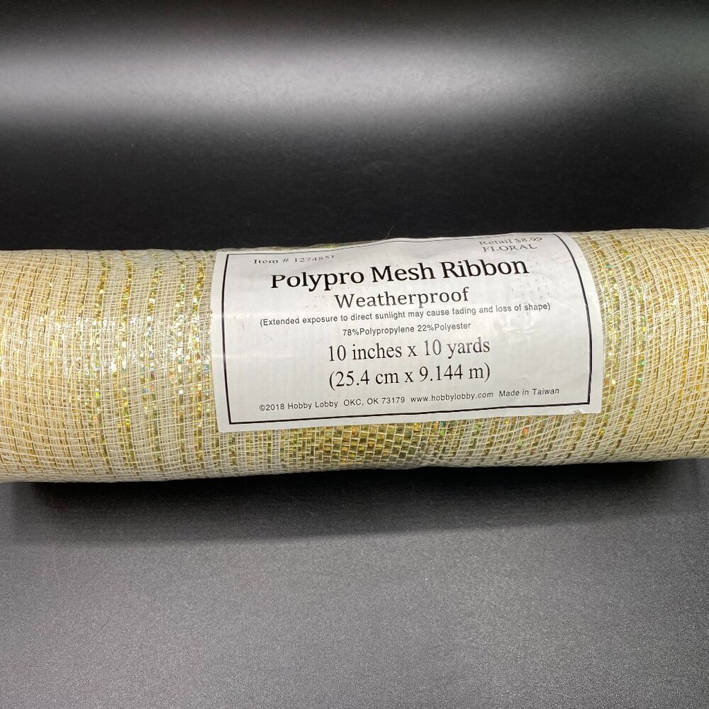 Hobby Lobby Polypro Mesh Ribbon 10 inches x 10 yards Yellow New